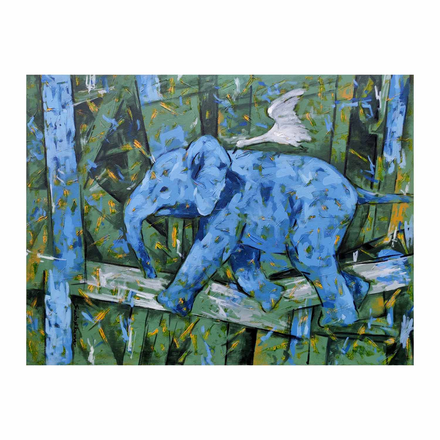 Semi Realistic Painting with Acrylic on Canvas "Elephant-1" art by Santoshkumar Patil