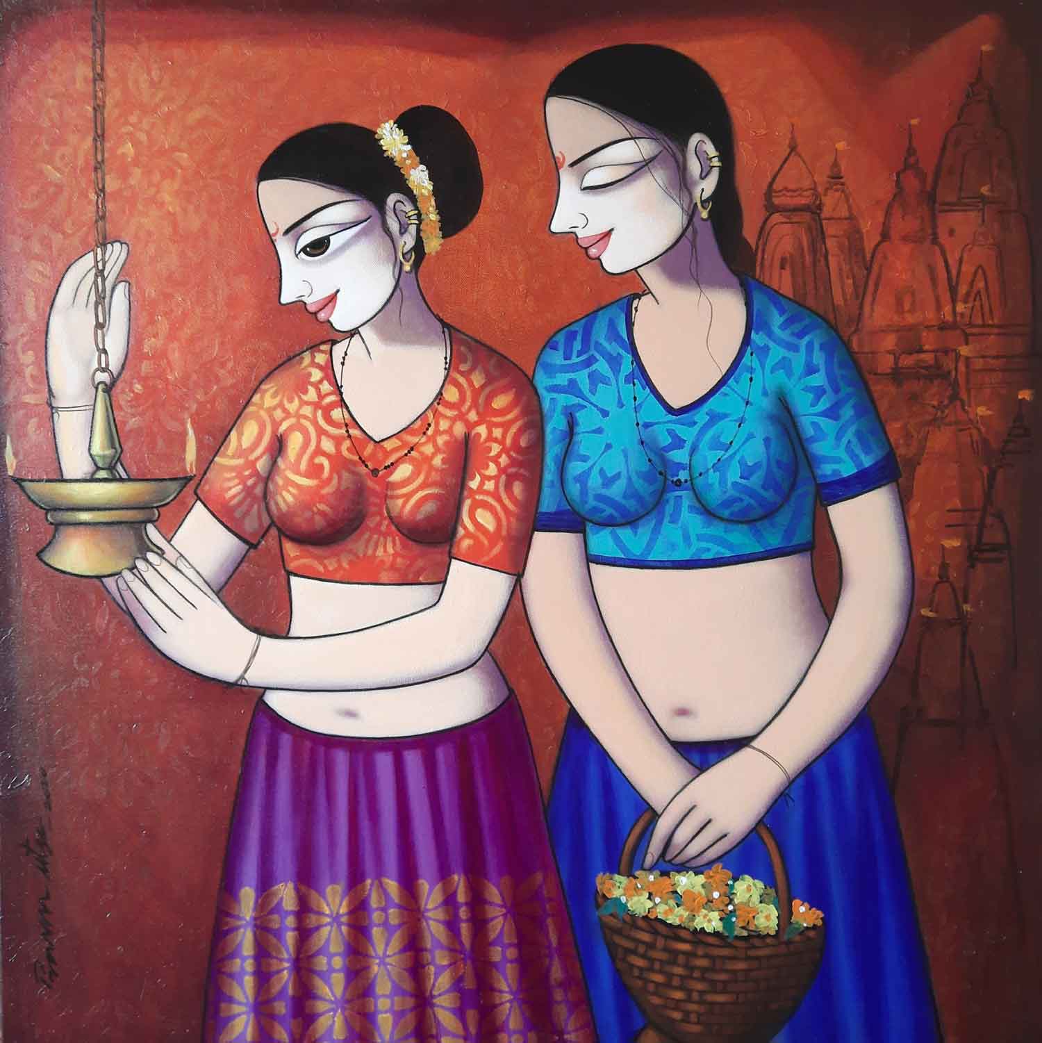 Figurative Painting with Acrylic on Canvas "Untitled-1" art by Pravin Utge