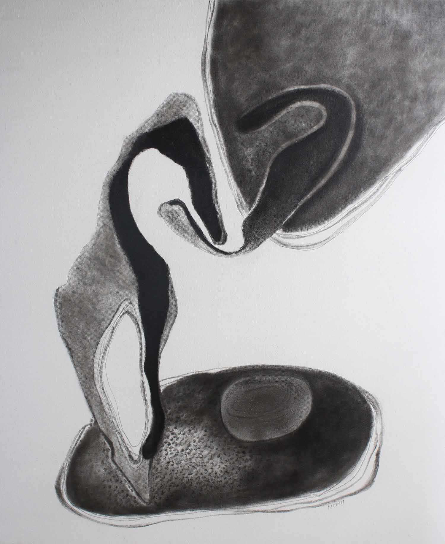 Contemporary Painting with Charcoal on Canvas "Untitled-3" art by Kranti Bankar