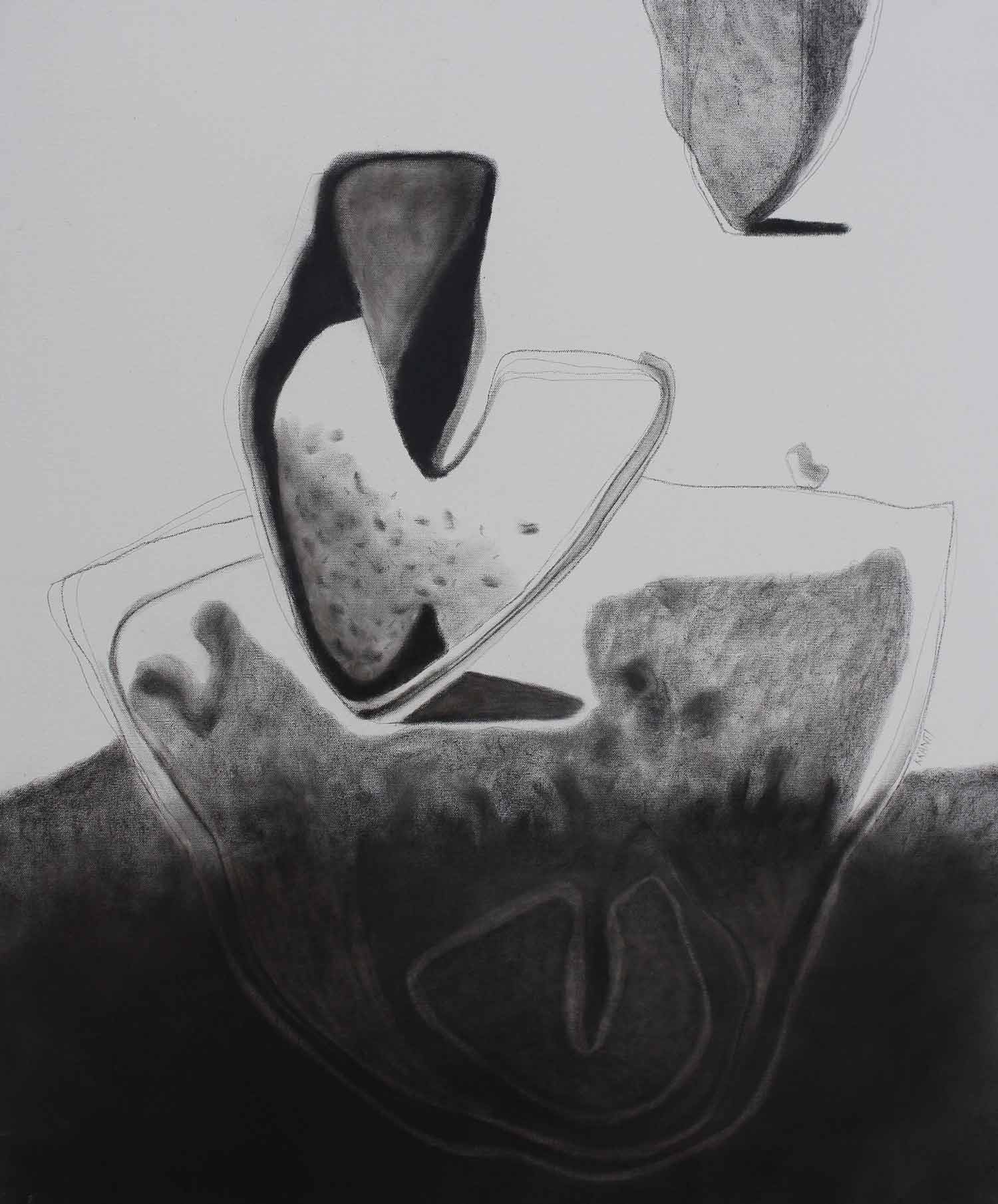 Contemporary Painting with Charcoal on Canvas "Untitled-4" art by Kranti Bankar