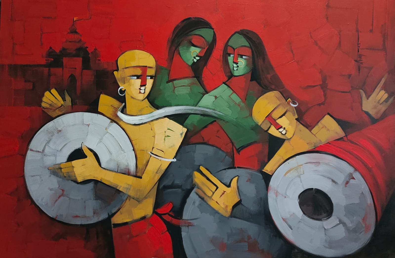 Figurative Painting with Acrylic on Canvas "Rhythm" art by Deepa Vedpathak