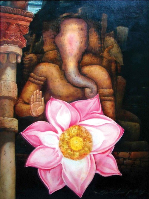Original-Oil-Ganesha-Paintings-for-Sale-Gautam-Partho-Roy-IG723-IndiGalleria