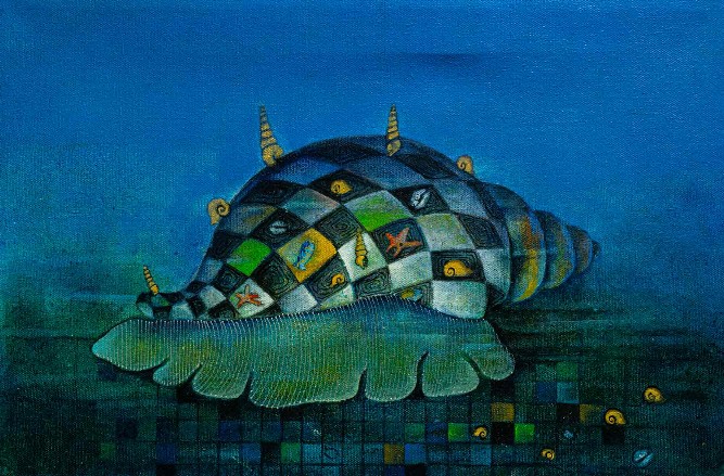 Shell-Painting-Acrylic-on-canvas-Pooja-Mahatre-IG902-IndiGalleria