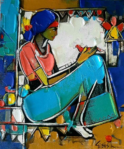 Woman-Painting-Acrylic-on-Canvas-Girish-Adannavar-IG1349-IndiGalleria