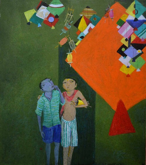 Kiteshop-Acrylic-on-Canvas-Board-Jyoti-Prasad-Mallik-IG1404-IndiGalleria