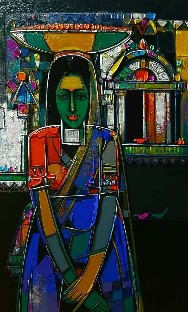 Fruit-Seller-Painting-Acrylic-on-Canvas-Girish-Adannavar-IndiGalleria-IG1743