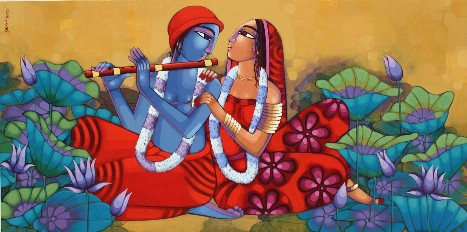 Romantic-couple-2022-Painting-Sekhar-Roy-IndiGalleria-IG2013