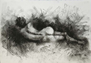 Woman-Sketch-006-Charcoal-on-Paper-Sachin-Upadhaye-IndiGalleria-IG713