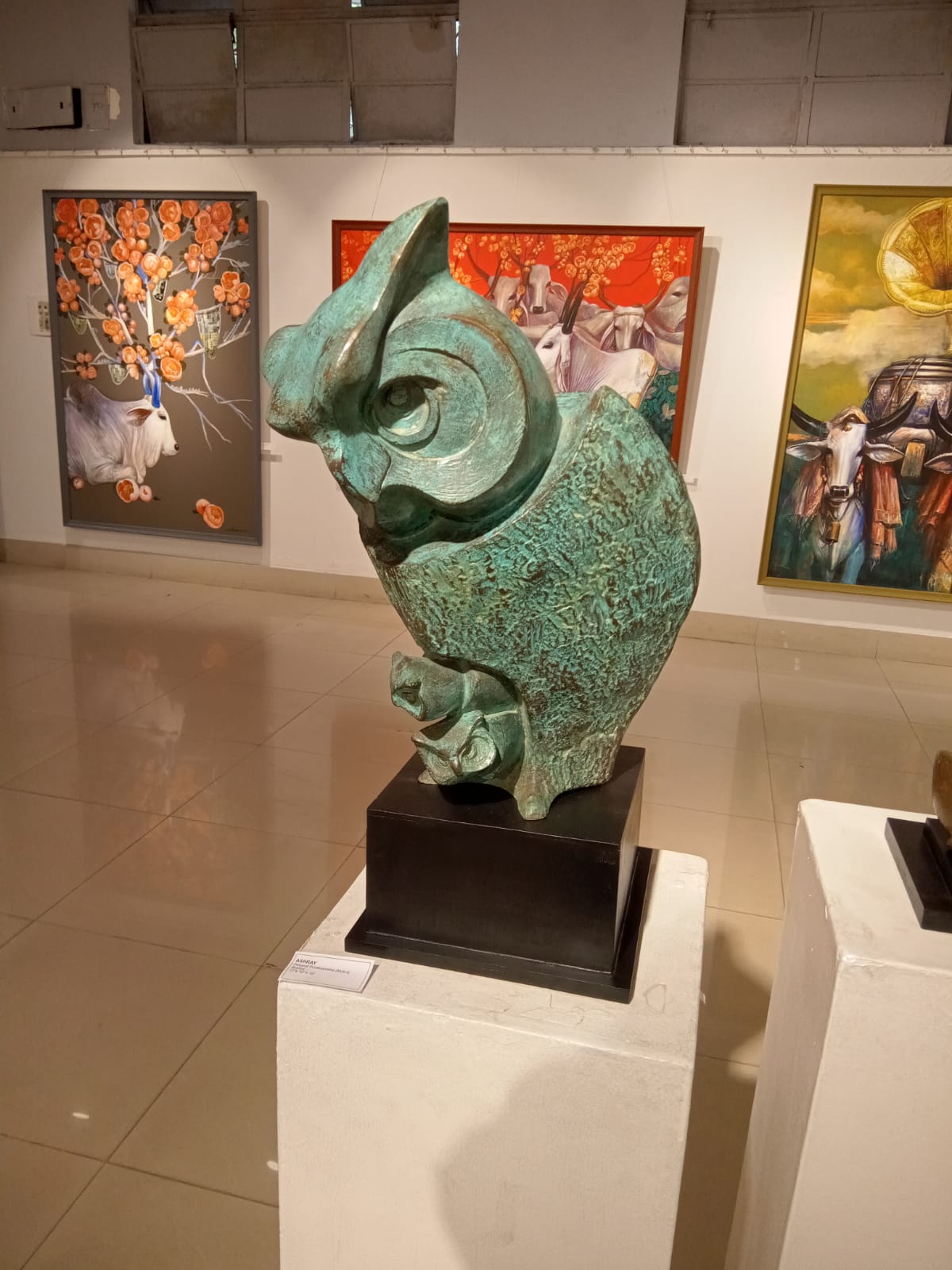 Figurative Sculpture with Bronze"Ashray" art by Debjyoti Purakayastha