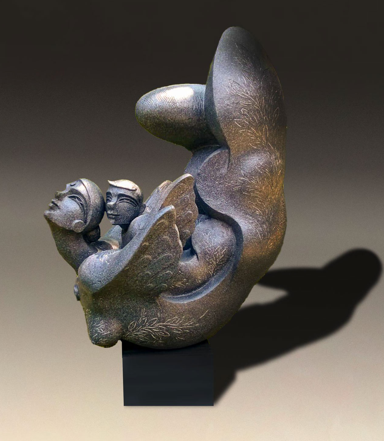 Figurative Sculpture with Bronze"Dreamy Flight" art by Debjyoti Purakayastha