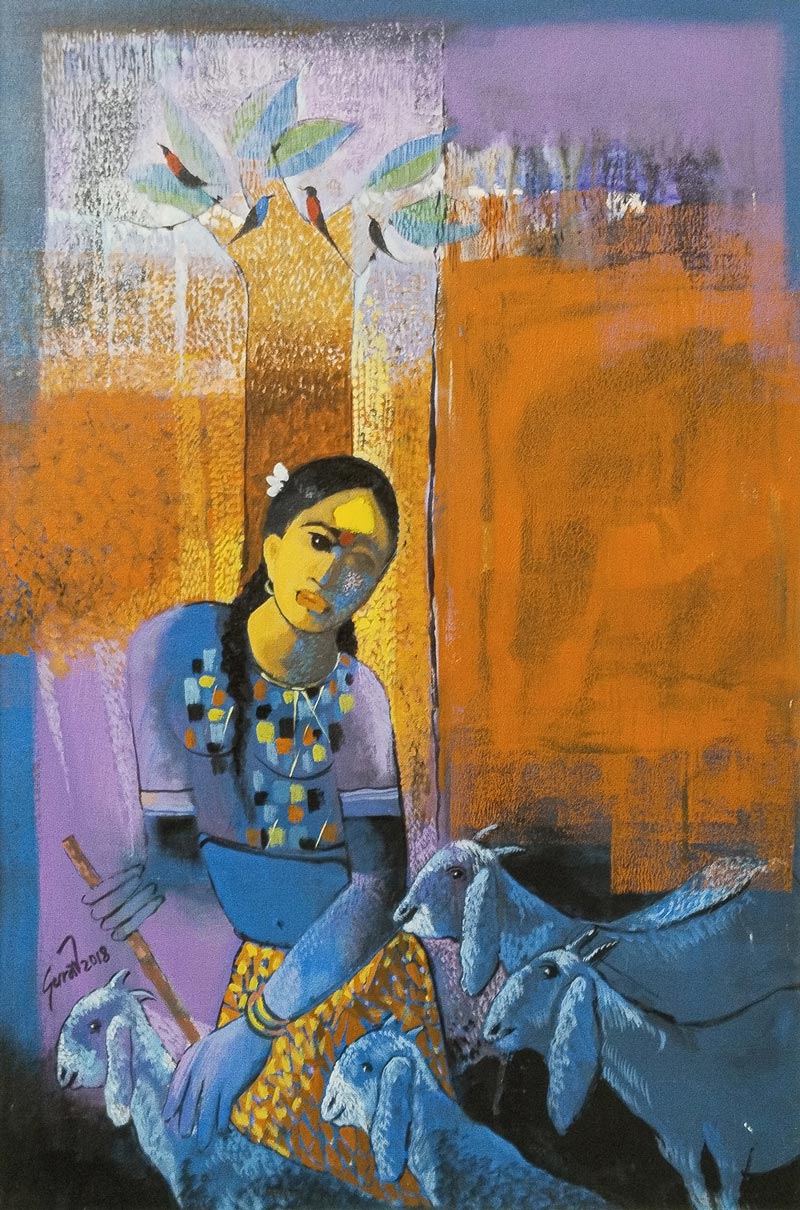 Figurative Painting with Acrylic on Canvas "Untitled-2" art by Raosaheb Gurav