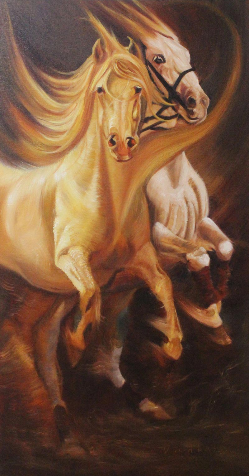 Realism Painting with Oil on Canvas "Companionship" art by Vivek Vadkar