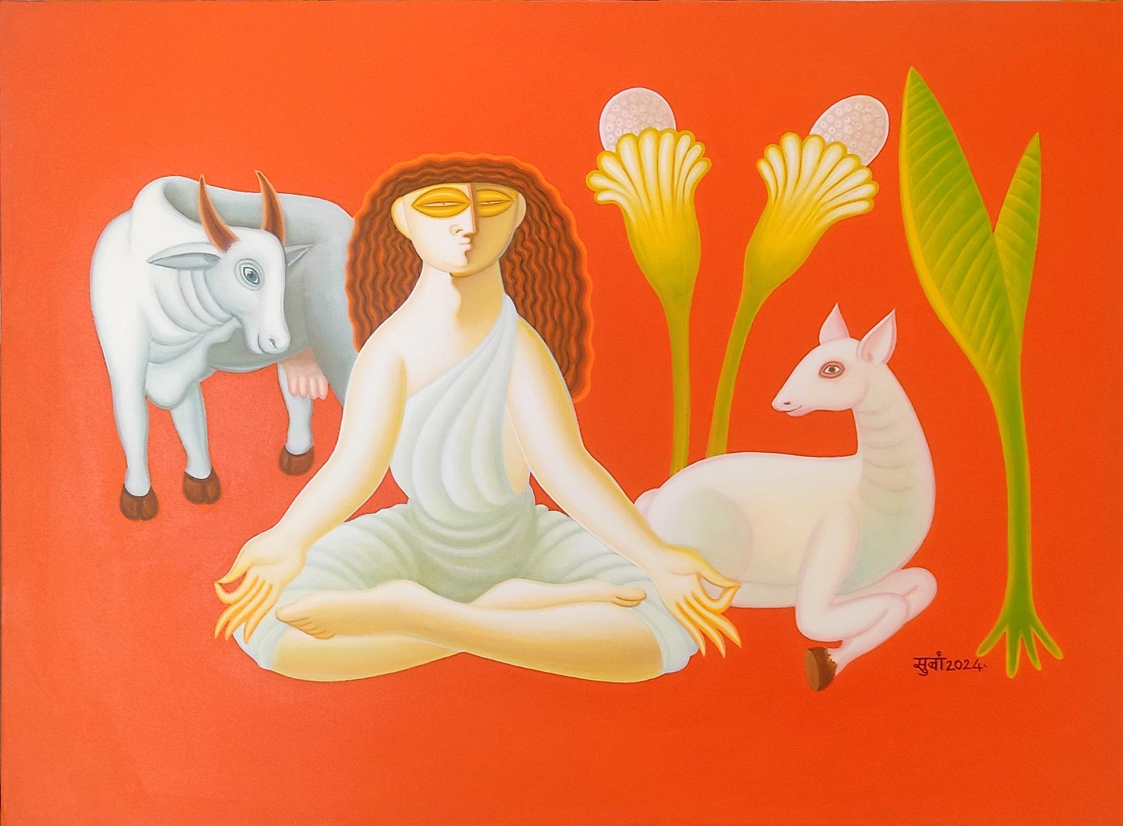 Contemporary Painting with Acrylic on Canvas "Alankapuri-2215" art by Sudhir Bangar