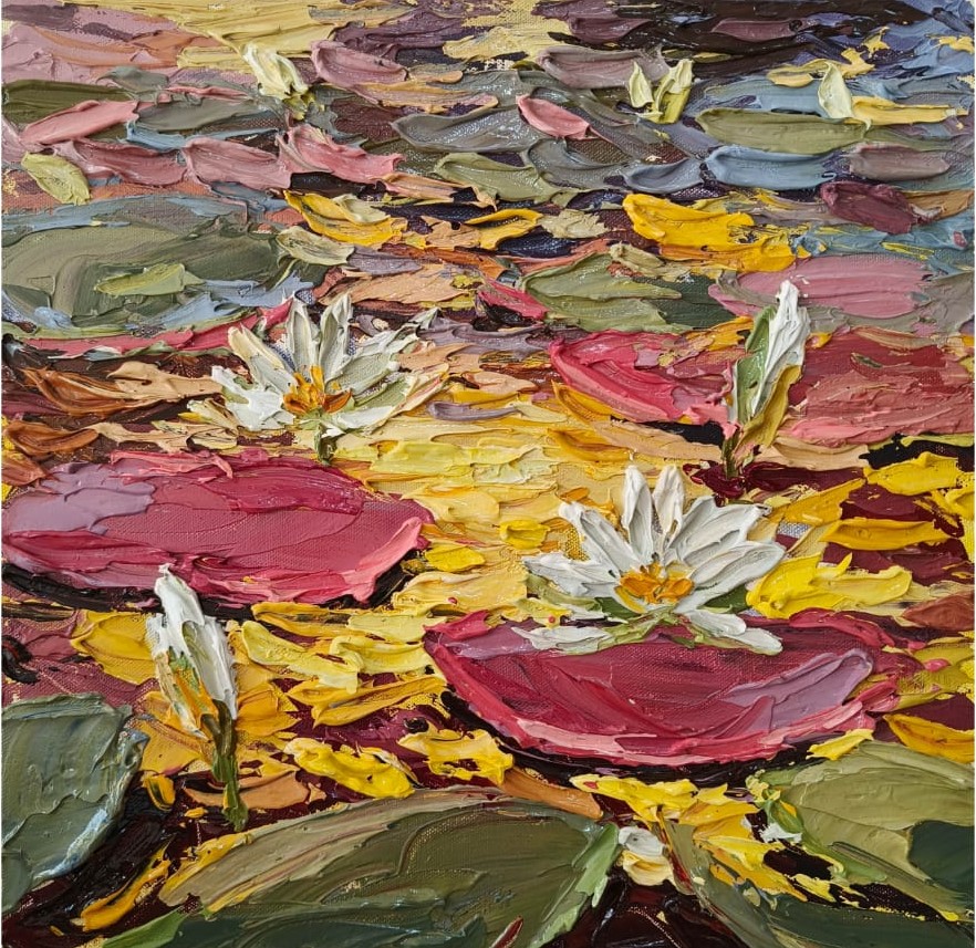 Realism Painting with Acrylic on Canvas "Lotus-2217" art by Ganesh Mhatre