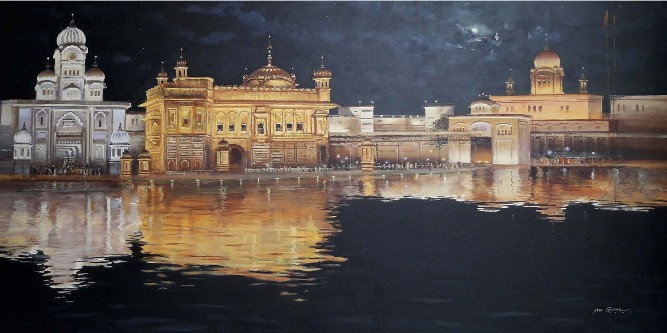 Golden-Temple-Amritsar-Acrylic-Painting-Atul-Gandle-IndiGalleria-IG617