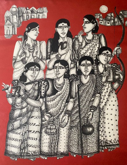 Seven-Sisters-Charcoal-48x60-Dhan-Prasad-IndiGalleria-IG2145