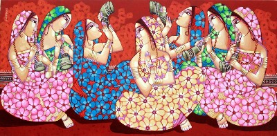 Purbarag-72x36-Acrylic-Painting-Sekhar-Roy-IndiGalleria-IG2013