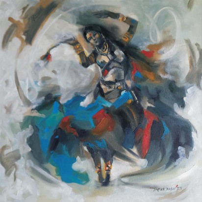 Dancer-24x24-Oil-Painting-Tapas-Basu-IndiGalleria-IG2167