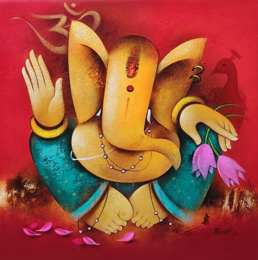 Ganesha-Painting-24x24-Acrylic-Paras-Parmar-IndiGalleria-IG865