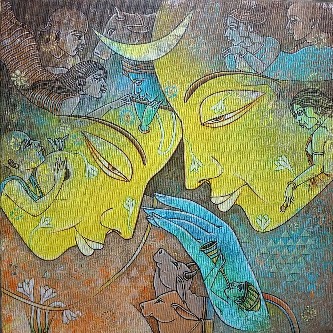 Couple-2-Acrylic-Painting-15x15-Dipnarayan-Paul-IndiGalleria-IG247