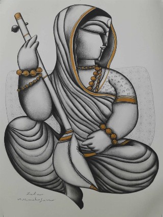 Radha-22x30-Acrylic-Painting-Arvind-Mahajan-IndiGalleria-IG1179