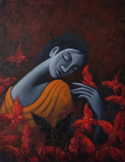 Tune-of-Dreams-24x30-Acrylic-Painting-Uttam-Bhattacharya-IndiGalleria-IG2206