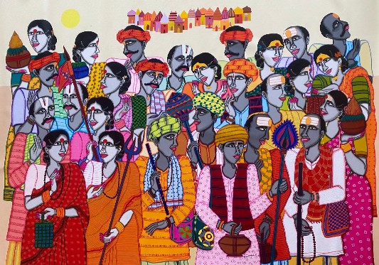 Journey-towards-kumbh-Acrylic-Painting-Dhan-Prasad-80x54-IndiGalleria-IG1159