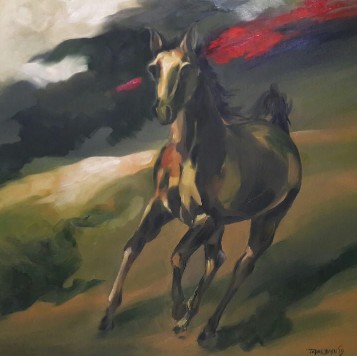 Horse-Painting-Oil-on-Canvas-30x30-Tapas-Basu-IndiGalleria-IG805